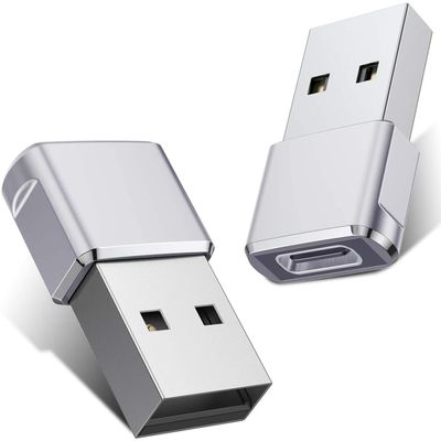 MAS Technology USBC to USB Adapter 2Pack,USB C Female to A Male OTG Charger Type C Converter for Computers, laptops, iPhones 15 14 13 12 Pro Max, Car Play, Gray