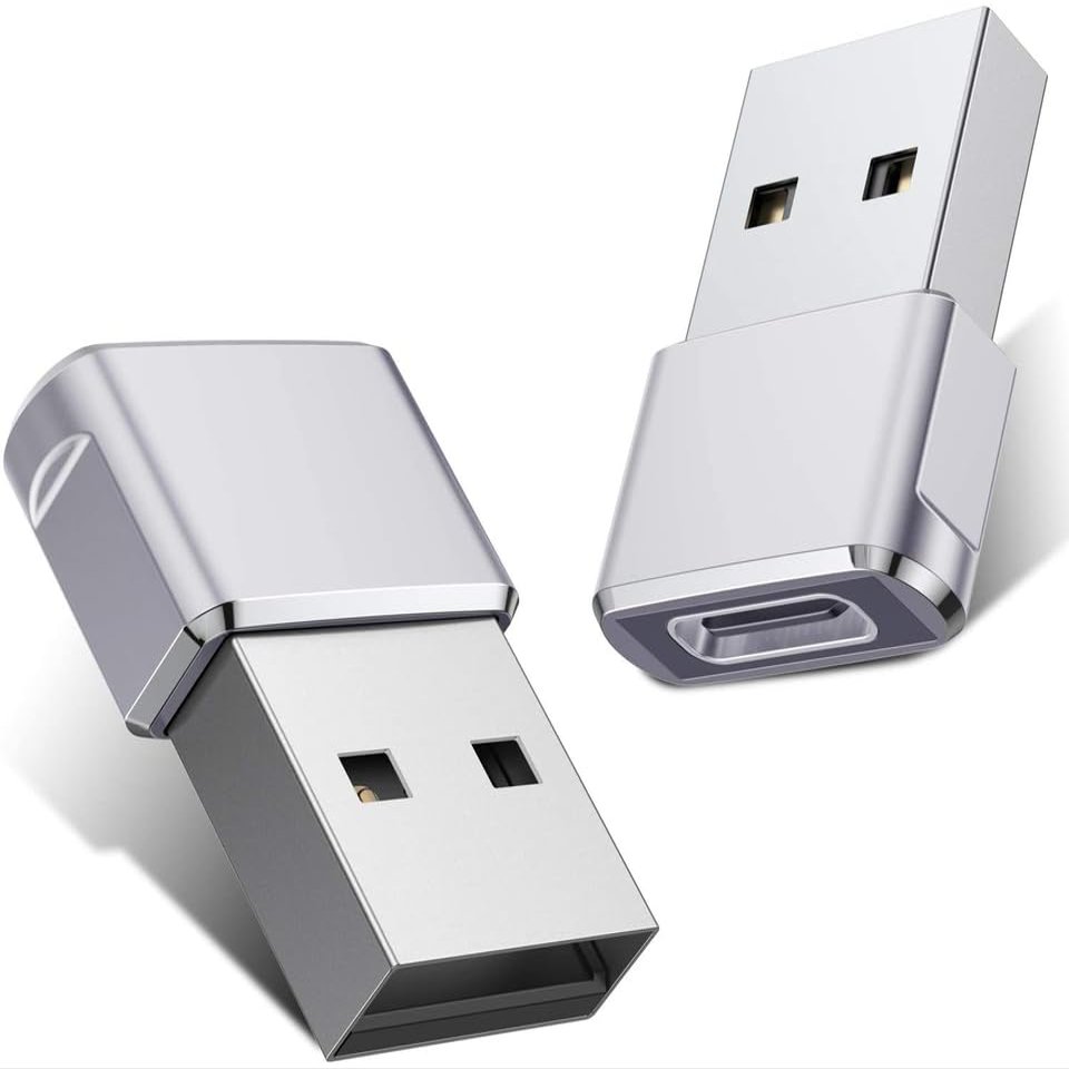 MAS Technology USBC to USB Adapter 2Pack,USB C Female to A Male OTG Charger Type C Converter for Computers, laptops, iPhones 15 14 13 12 Pro Max, Car Play, Gray