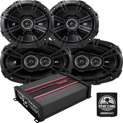 KICKER Speakers and Amp Package of 3 Items: 6-1/2" and 6"x9" DS Speakers with DS18 Class D 480W 4-Channel Amplifier