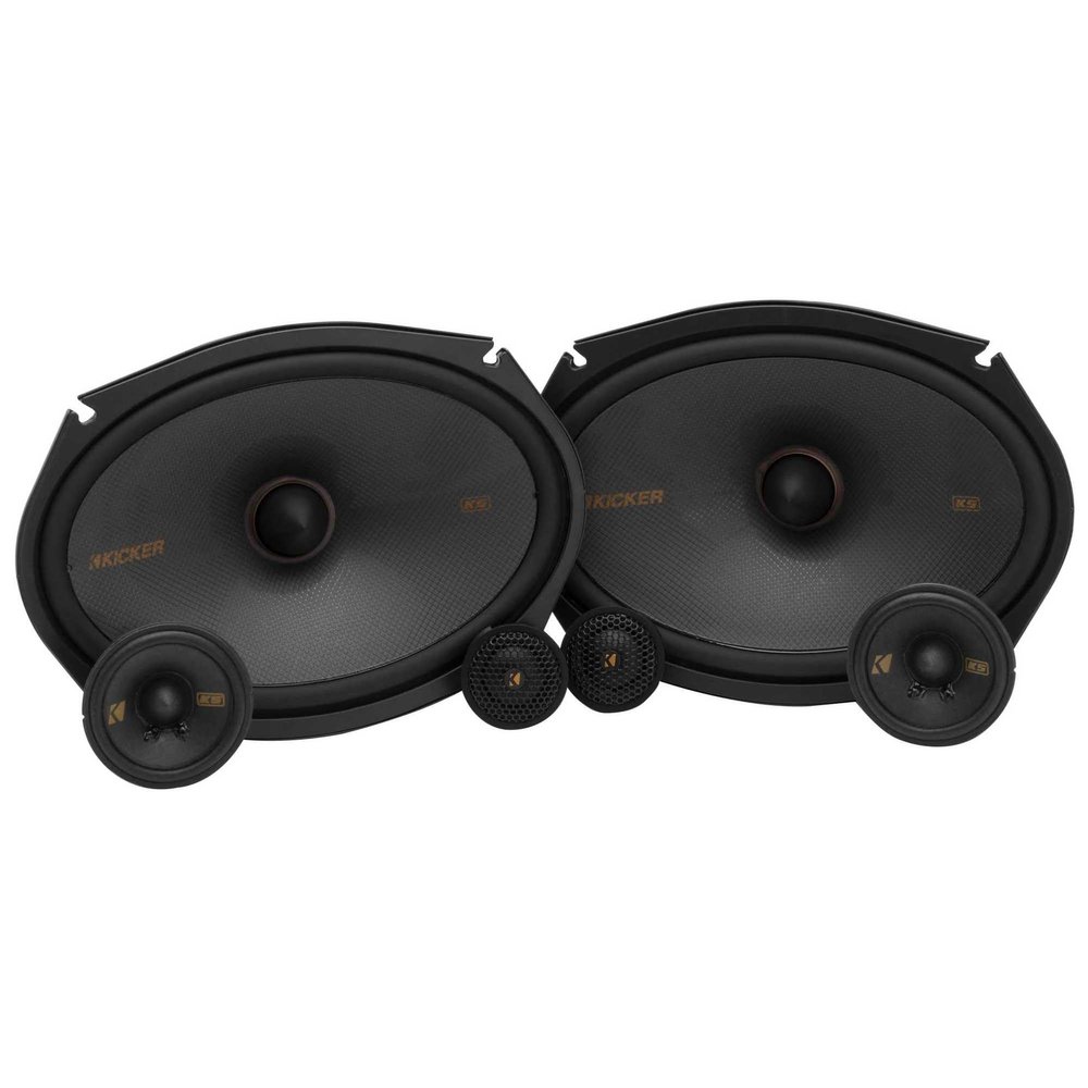 KICKER 51KSS369 KS-Series 6x9 Woofer, 2.75" Midrange and 1" Tweeter, 3-Way Component System, 4-Ohm, Pair
