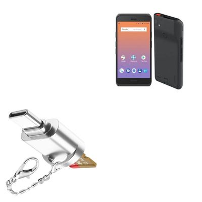 BoxWave Adapter Compatible with SpectraLink Versity 95 Smartphone - Micro SD Card miniReader, USB Type-C OTG Reader USB3.0 Adapter Keychain - Metallic Silver