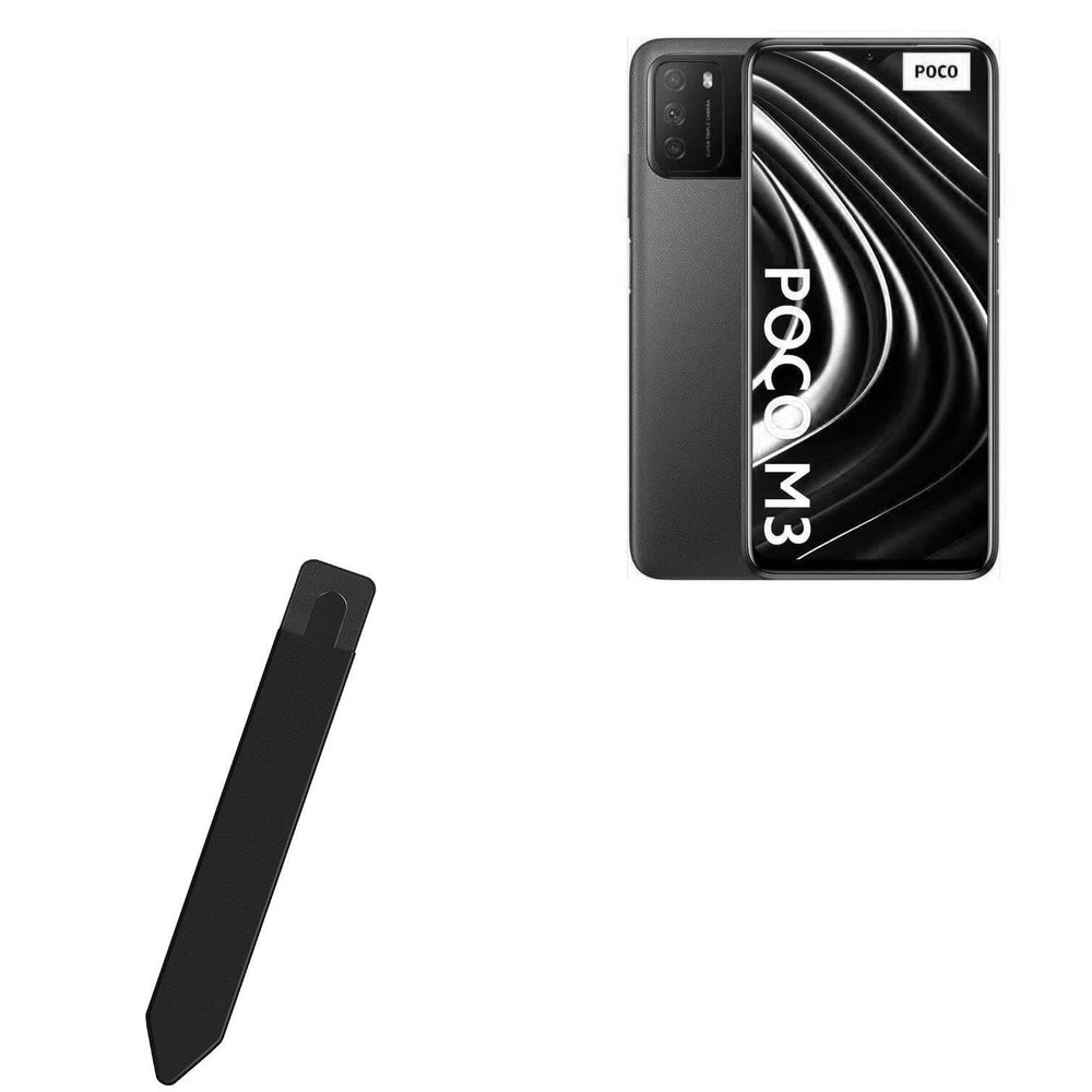 BoxWave Stylus Pouch Compatible with Poco M5 - Stylus PortaPouch, Pen Stylii Holder Carrier Portable Self-Adhesive - Jet Black