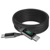 BoxWave Cable Compatible with SpectraLink Versity 9540 Smartphone - PowerDisplay PD Cable (6ft) - USB-C to USB-C (100W), LED Wattage Info Extra Long Braided Nylon - Jet Black view 2