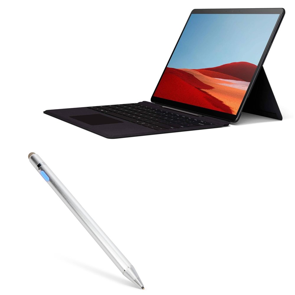 BoxWave Stylus Pen Compatible with Microsoft Surface Pro 10 - AccuPoint Active Stylus, Electronic Stylus with Ultra Fine Tip - Metallic Silver