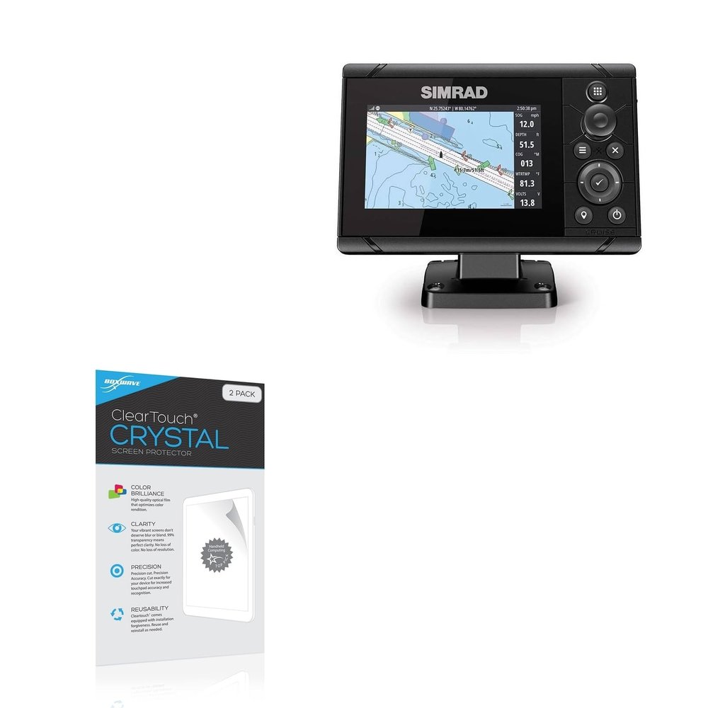 BoxWave Screen Protector Compatible with Simrad Chartplotter (5 in) - ClearTouch Crystal (2-Pack), HD Film Skin - Shields from Scratches