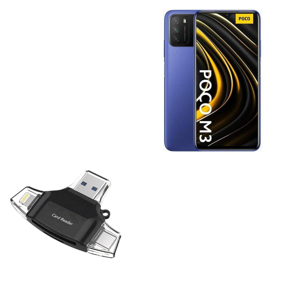 BoxWave Smart Gadget Compatible with Poco M5 - AllReader SD Card Reader, microSD Card Reader SD Compact USB - Jet Black