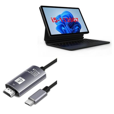 BoxWave Cable Compatible with Alldocube iWork GT 2 in 1 - SmartDisplay Cable - USB Type-C to HDMI (6 ft), USB C/HDMI Cable - Jet Black