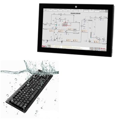 BoxWave Keyboard Compatible with Allen Bradley VersaView 6300M (8.4 in) - AquaProof USB Keyboard, Washable Waterproof Water Resistant - Jet Black