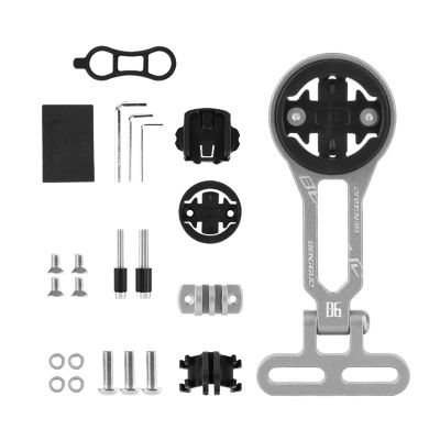 Wilitto TitaniumBike Cycling GPS Computer Mount Bracket for Integrated Handlebar, Out Front Cycling Computer Extension Bracket Lamp Holder Compatible with GarminWahooBryton Titanium Silver