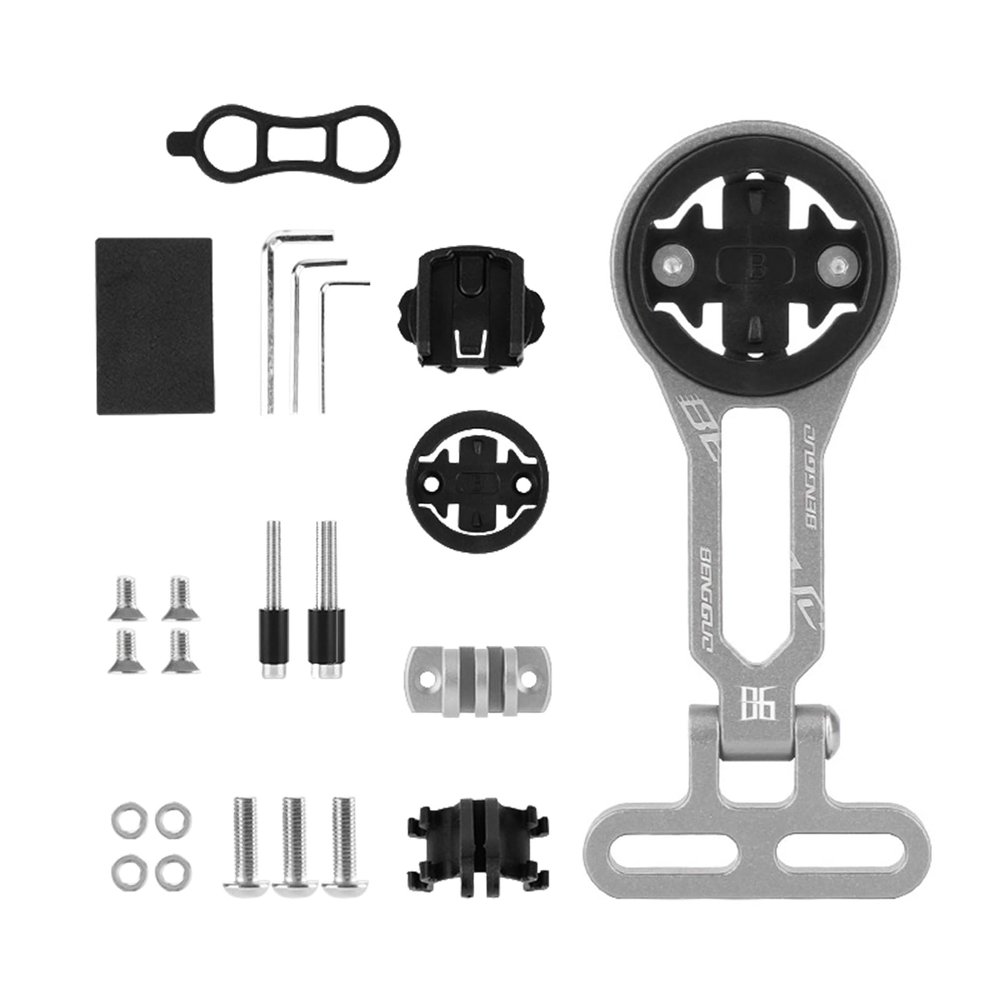 Wilitto TitaniumBike Cycling GPS Computer Mount Bracket for Integrated Handlebar, Out Front Cycling Computer Extension Bracket Lamp Holder Compatible with GarminWahooBryton Titanium Silver