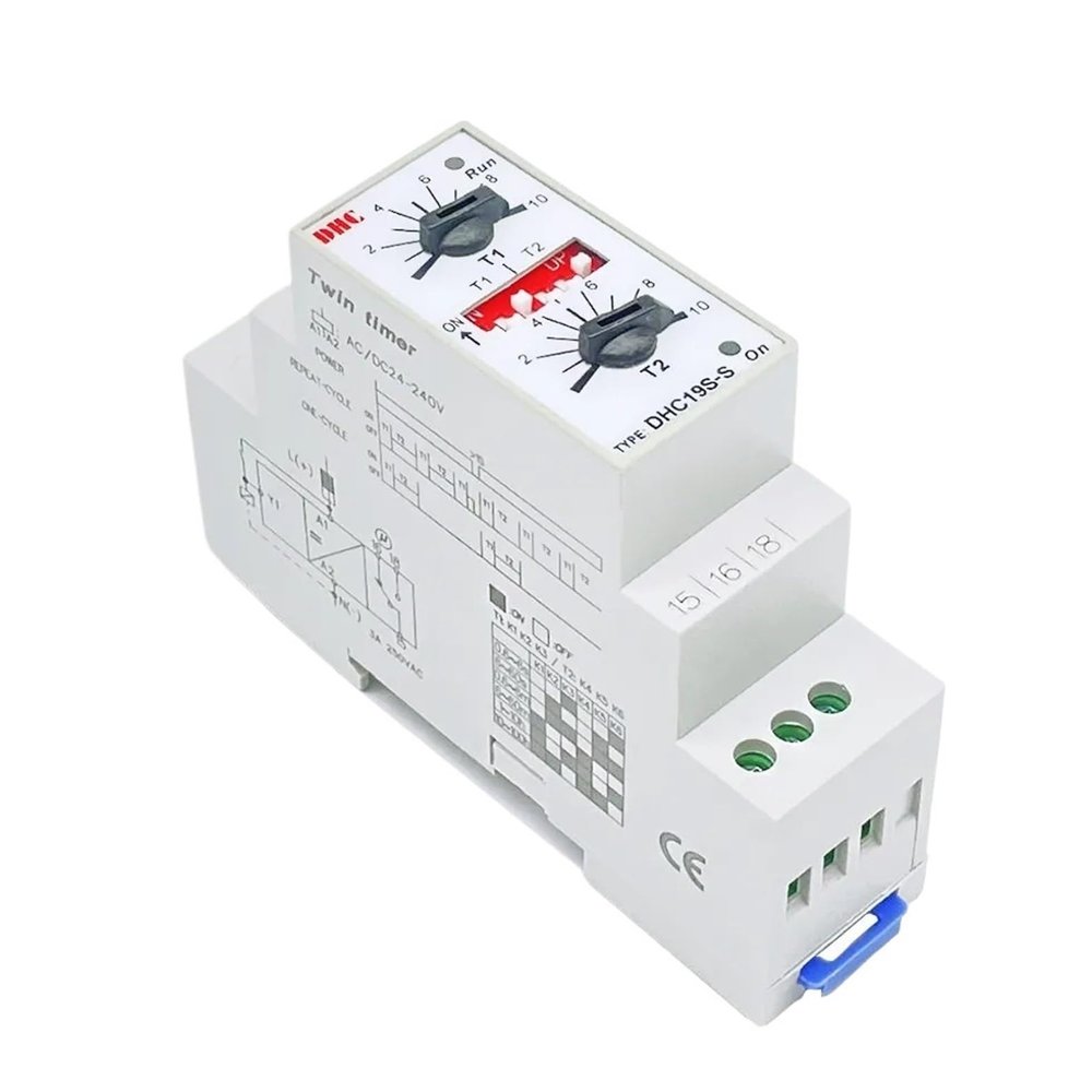 DHC19S-S Double Set Repeat Cycle DIN Rail Mouting Time Relay AC/DC24-240V Input Timer