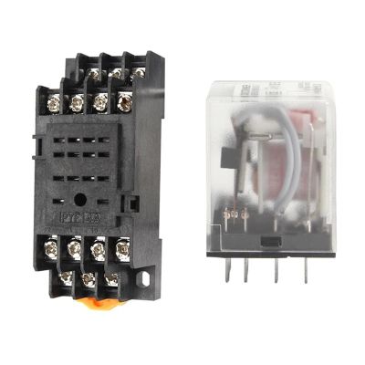 TOBAYA 1pcs HH54P MY4NJ Plug-in Relay PYF14A DC12v 24v AC 110v 220v 5A Silver Contact 14pins 4PDT rele Socket (Size : DC 12V)