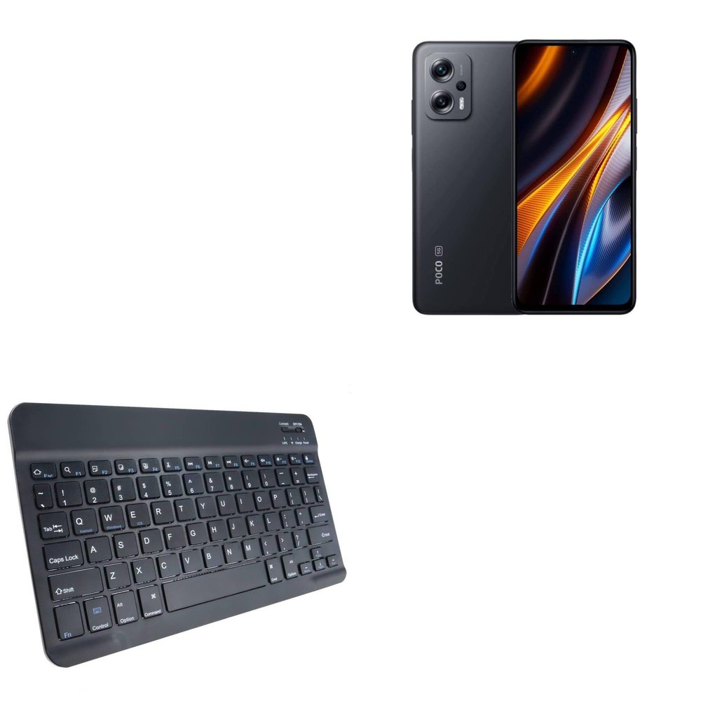BoxWave Keyboard Compatible with Poco X4 GT - SlimKeys Bluetooth Keyboard, Portable Thin with Chiclet-Style Keys - Jet Black