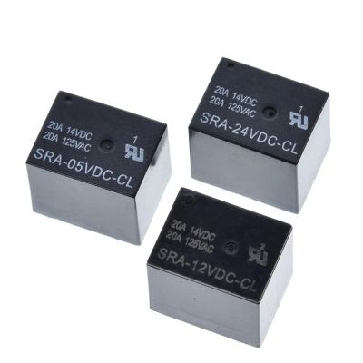 TZT 5Pcs 5V 12V 24V 20A DC Power Relay SRA-05VDC-CL SRA-12VDC-CL SRA-24VDC-CL 5Pin PCB Type in Stock Black Automobile Relay (Color : SRA-12VDC-CL Black)