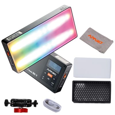 APARO A1 Camera Lights,Portable RGB Video Lights Mini LED Panel Full Color Photography Lighting,10w 2000K-20000K Pixel-Mappable Light,Magnet Adsorption,Wireless Charging,36 Lighting Effects for Vlog