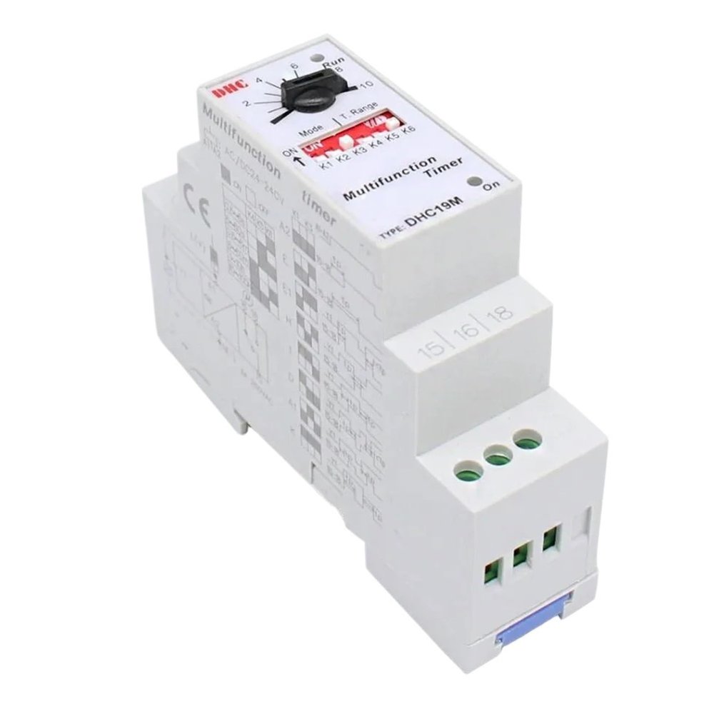 TOBAYA DHC19-M AC/DC 24-240V Multifunction Timer Time Relay Guide Rail Timer DHC19-M