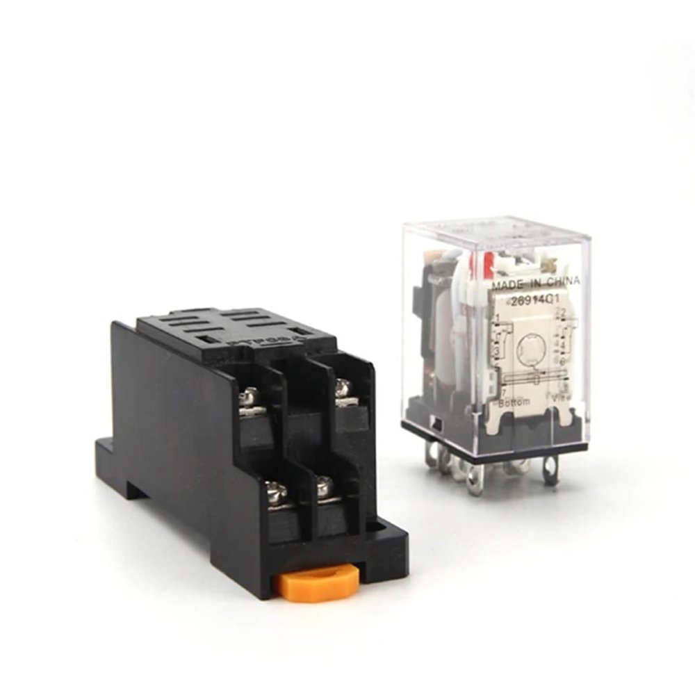 TOBAYA Intermediate Relay HH62P LY2NJ 10A Micro Small Electromagnetic Relay AC/DC12V24V AC110V 220V 380V with 8 pins Socket Base PTF08A (Color : with Socket, Size : AC 24V)