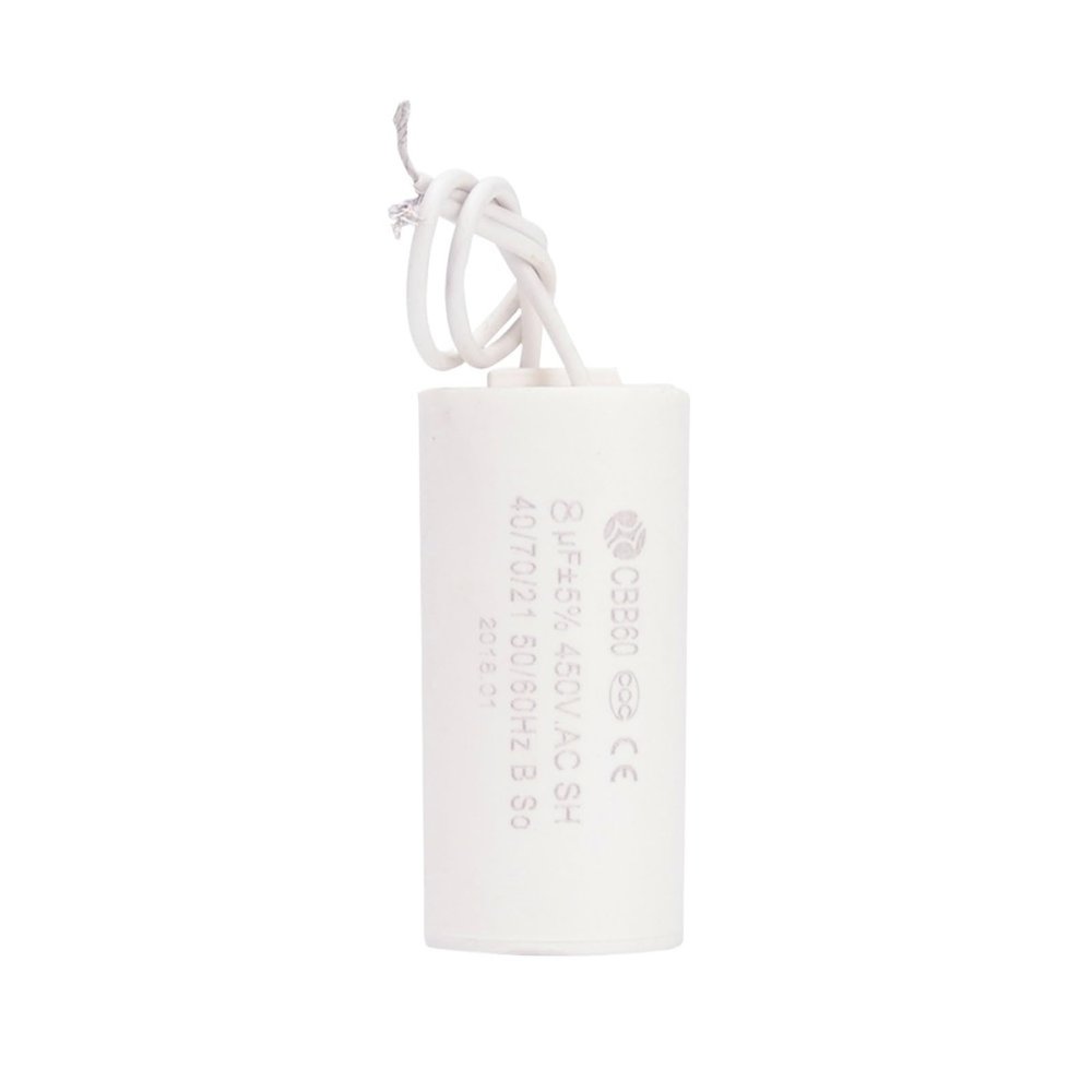 CBB60 8uF 450V Two Wires Generator Autio Electric Motor Start Capacitor for Machine for Water Pumps QB-60 IDB-35 PM-45
