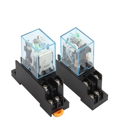 TOBAYA MY2NJ HH52P DPDT Miniature Coil Electromagnetic Intermediate Relay AC12V 24V DC24V AC110V 220V 8 Pin Relay with Socket Base (Size : DC12V)
