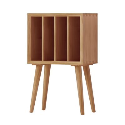 CD Organizer Record Player Stand, Vinyl Record Storage Table Display Holder wth 4 Cabinets, Retro Pine Turntable Stand, Nightstand for Bedroom, Living Room, Office Vinyl Record Storage Holder ( Color
