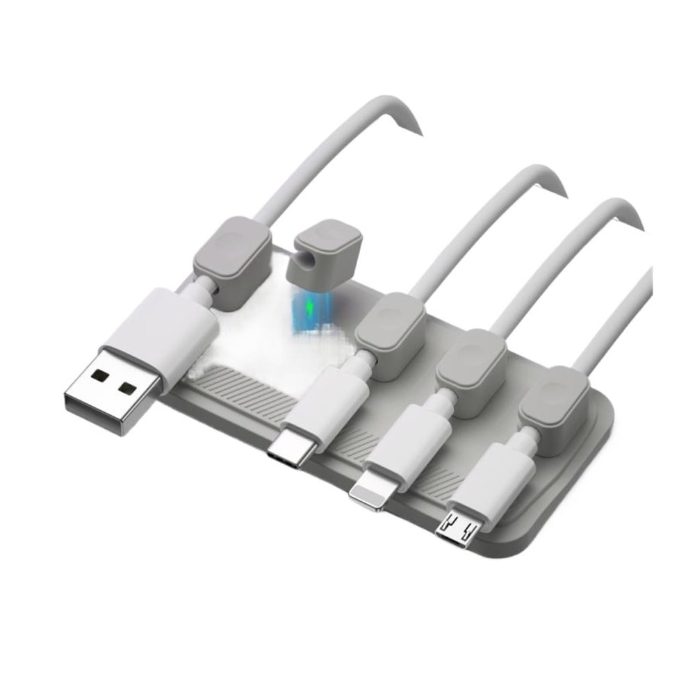 MUdson Cable Fixer Magnetic Wire Organizer Desktop Cable Clip Cable Row Plug Fixed Charging Line Holder Self-Adhesive Office Supply Durable (Color : Magnetic Gray)