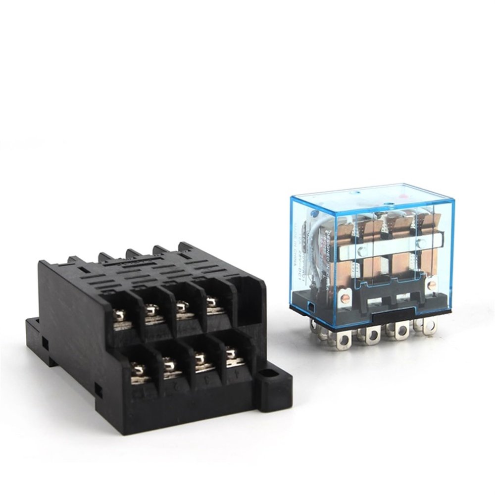 TOBAYA Intermediate Relay HH64P LY4NJ 10A Micro Small Electromagnetic Relay ACDC12V24V AC110V 220V 380V with 14 pins Socket Base PTF14A (Color : No Socket, Size : DC 24V)