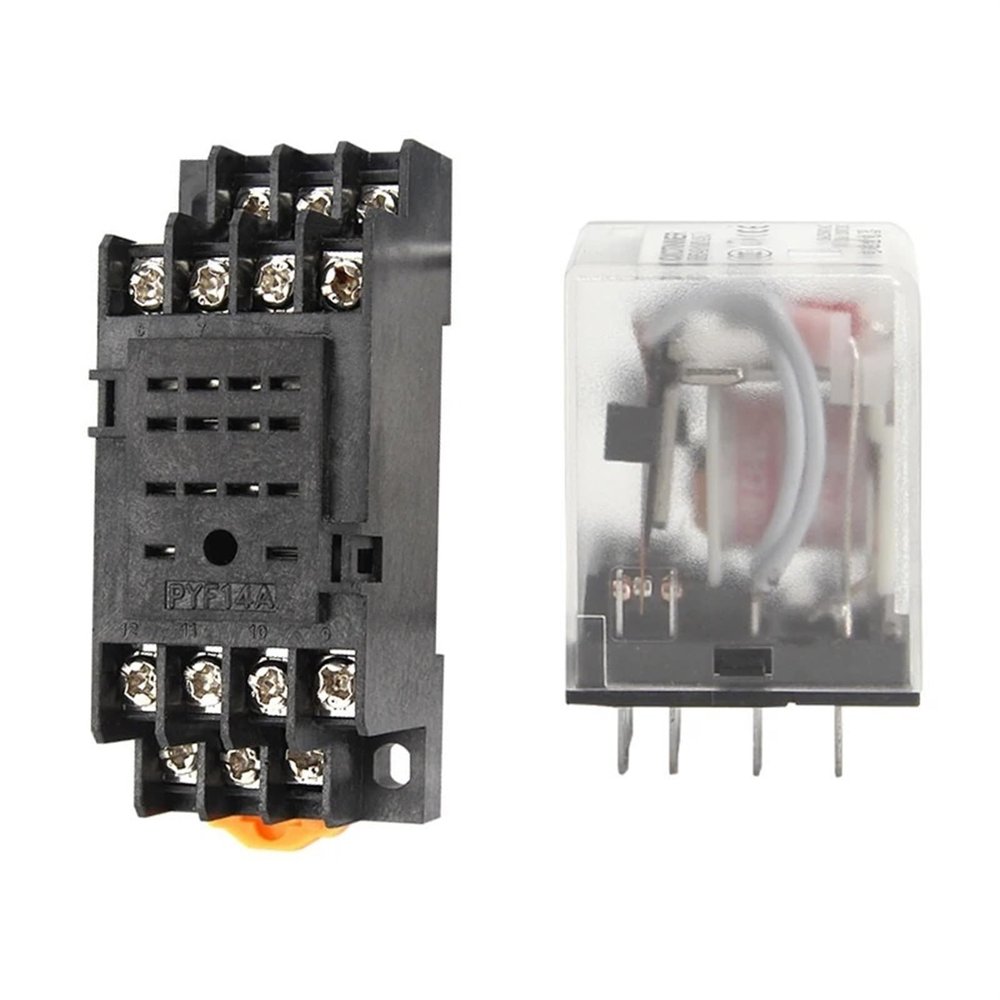 TOBAYA 1pcs HH54P MY4NJ Plug-in Relay PYF14A DC12v 24v AC 110v 220v 5A Silver Contact 14pins 4PDT rele Socket (Size : DC 24V)