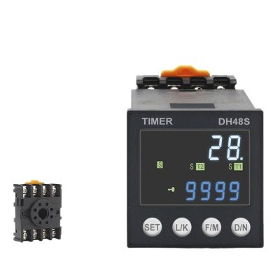 TOBAYA Product DH48S DC/AC24V AC220V Precision Programmable Delay Relay 0.01S-99990H with Socket Base DH48S Series Time Relay (Size : YH-5TA - 220VAC)