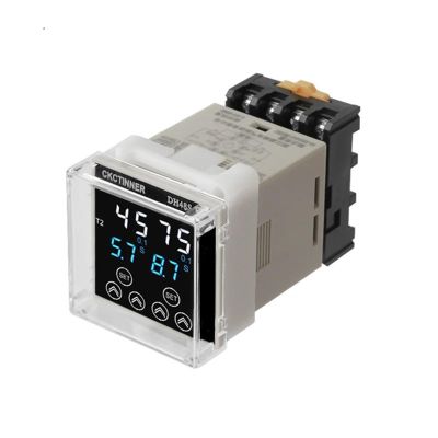 TOBAYA Digital Time Relay DH48S-S/1Z/2Z Programmable Cycle Delay AC220V AC380V DC24V DC12V with Socket Base 8 Pin Din Rail 0.01S-9999H (Size : DH48S-1Z AC380V)