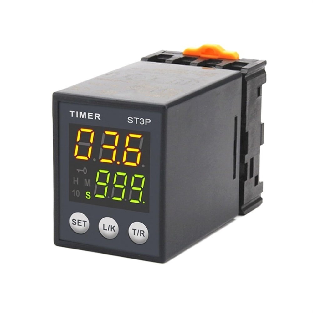 TOBAYA LCD Digital Time Relay ST3P-1Z ST3P-2Z ST3P-2ZH Programmable Delay Relay Power-Off Delay 12V/24V/220V with Socket Base PF083A (Size : ST3P-2Z 12V)