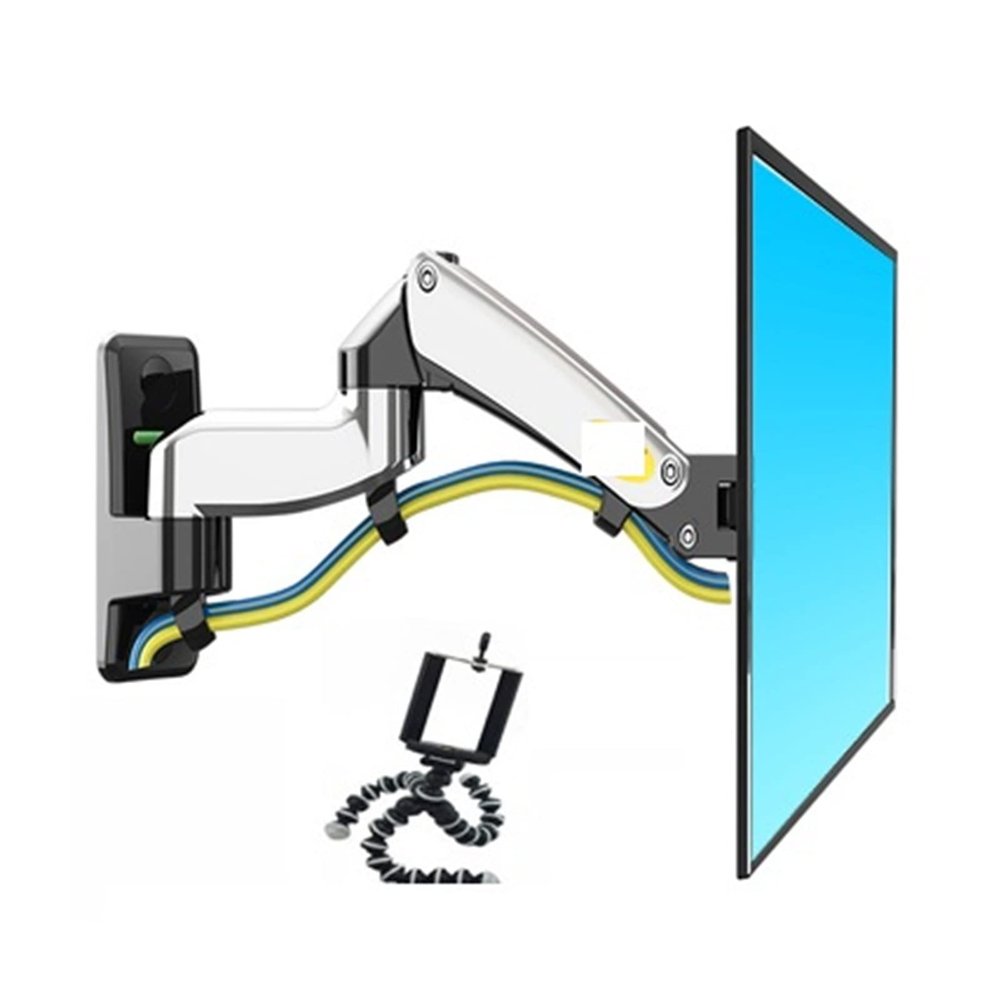 F150 2-7kg 75x75 100x100 Aluminum Gas Spring 360 Degree Rotate Tv Mount Bracket Dual Arm 17"-27" LCD Monitor Stand Mount (Color : with phonemount)