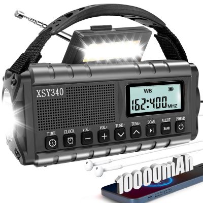 QAUYYW Upgraded 37000mWh Emergency Hand Crank Radio AM/FM with LED Flashlight Solar Radio, Portable Weather Radio, Emergency Cell Phone Charger for Family Outdoor Camping and Emergency Rescue Us