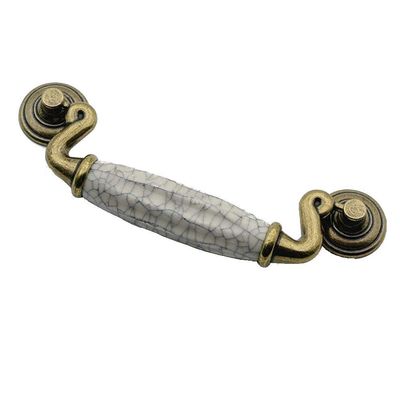 JCAKES 4-1/2" CC Bail Drawer Pull Drop Dresser Pull Antique Bronze Crackle Ceramic Swing Drawer Handle