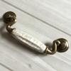 JCAKES 4-1/2" CC Bail Drawer Pull Drop Dresser Pull Antique Bronze Crackle Ceramic Swing Drawer Handle view 2