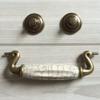 JCAKES 4-1/2" CC Bail Drawer Pull Drop Dresser Pull Antique Bronze Crackle Ceramic Swing Drawer Handle view 4