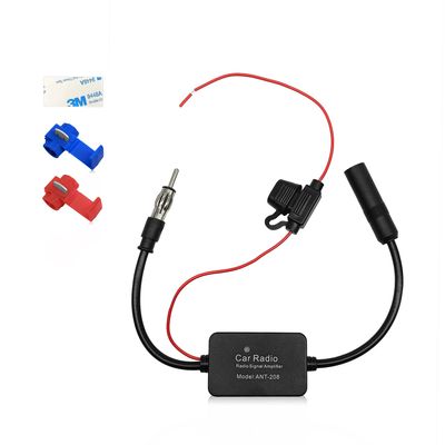 12V Car FM Booster - Booster Amplifier Amp Reduce Noise - DIN Plug Connector Adapter for Car Truck SUV Boat Stereo, Audio, Head Unit Receiver