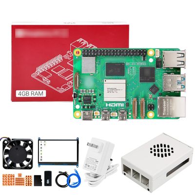 Yahboom Pi 5 4GB Board Starter Kit with 7inch IPS Display, 27W 5.1V/5A Power Adapter Heat Sink, Metal Case, HDMI Cable (Pi5 4GB, 7-in Screen Kit)