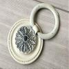 JCAKES 2.3" Dia Vintage Look Single Drop Pull Ring Knob Drawer Pull Pendant Dresser Pull Handles Antique White Bronze view 4