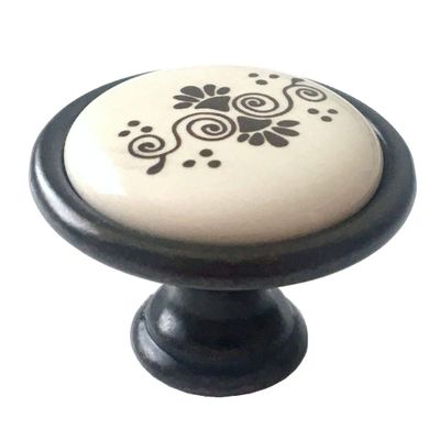 JCAKES Cream Knob Drop Drawer Pull Cabinet Pull Pendent Drawer Knob Ceramic Cabinet Handle Porcelain Dresser Pulls Kitchen Hardware Antique Black