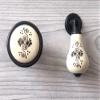 JCAKES Cream Knob Drop Drawer Pull Cabinet Pull Pendent Drawer Knob Ceramic Cabinet Handle Porcelain Dresser Pulls Kitchen Hardware Antique Black view 3