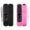 2 Pack Remote Cover for LG Magic, Silicone Protective Case for LG Smart TV Remote Controller LG MR21/ 22/23 Shockproof Anti-Slip Remote Case Remote Sleeve with Anti-Lost Loop (Black + Pink not Glow) view 1