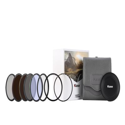 KASE Revolution Mega Filter Kit Magnetic Shockproof Tempered Optical Glass w Color Coded Rings inc CPL ND8 ND64 ND1000 R-MCUV Night Lens Cap & Case (86mm)