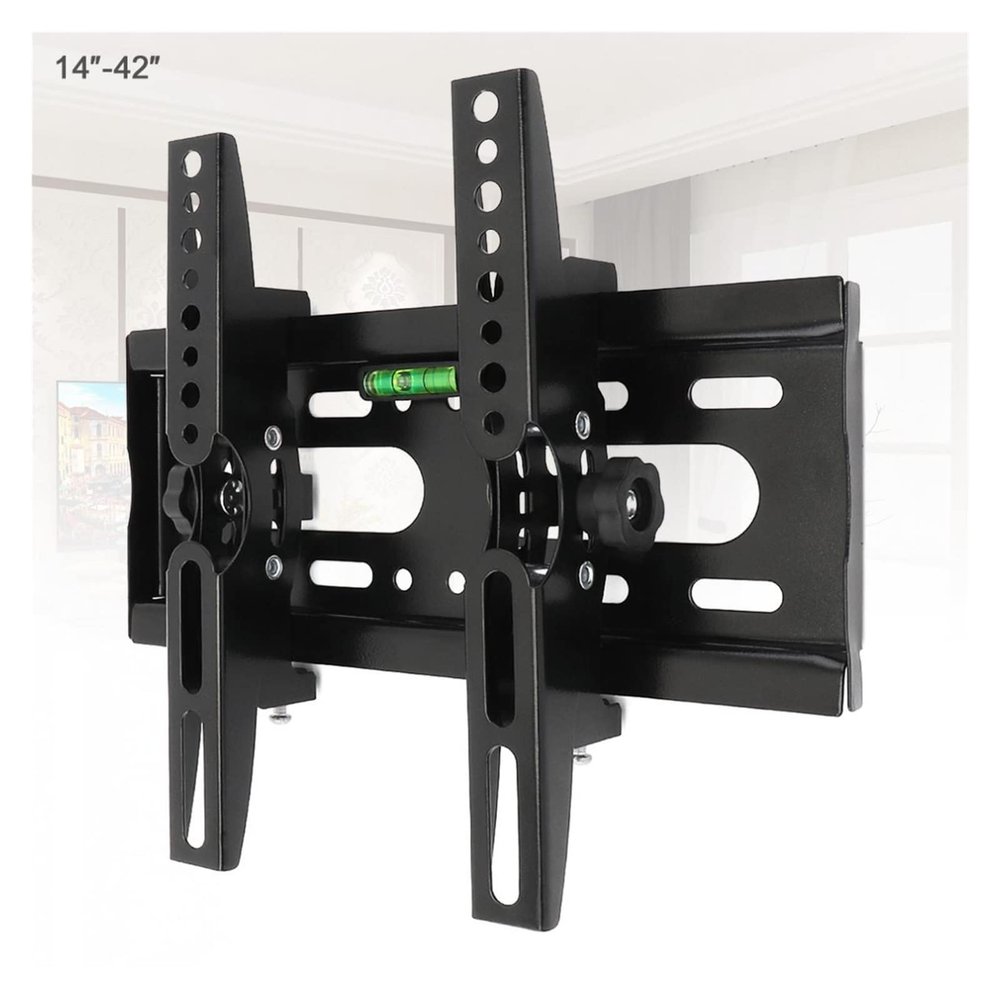 25KG Adjustable TV Wall Mount Bracket Flat Panel TV Frame Support 15 Tilt with Level for 14-42 Inch LCD LED Monitor