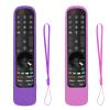 2 Pack Remote Cover for LG Magic, Silicone Protective Case for LG Smart TV Remote Controller LG MR21/ 22/23 Shockproof Anti-Slip Remote Case Sleeve with Anti-Lost Loop (Purple + Hot Pink not Glow) view 1