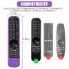 2 Pack Remote Cover for LG Magic, Silicone Protective Case for LG Smart TV Remote Controller LG MR21/ 22/23 Shockproof Anti-Slip Remote Case Sleeve with Anti-Lost Loop (Purple + Hot Pink not Glow) view 2