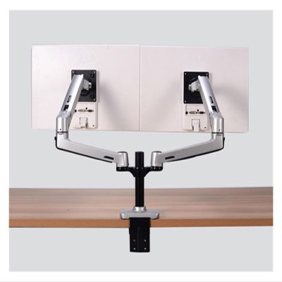 17-32" Dual Monitor Holder Mount Mechanical Spring Arm Aluminum Monitor Support Loading 10kgs Each Arm (Color : Dual arm Silver Grey)