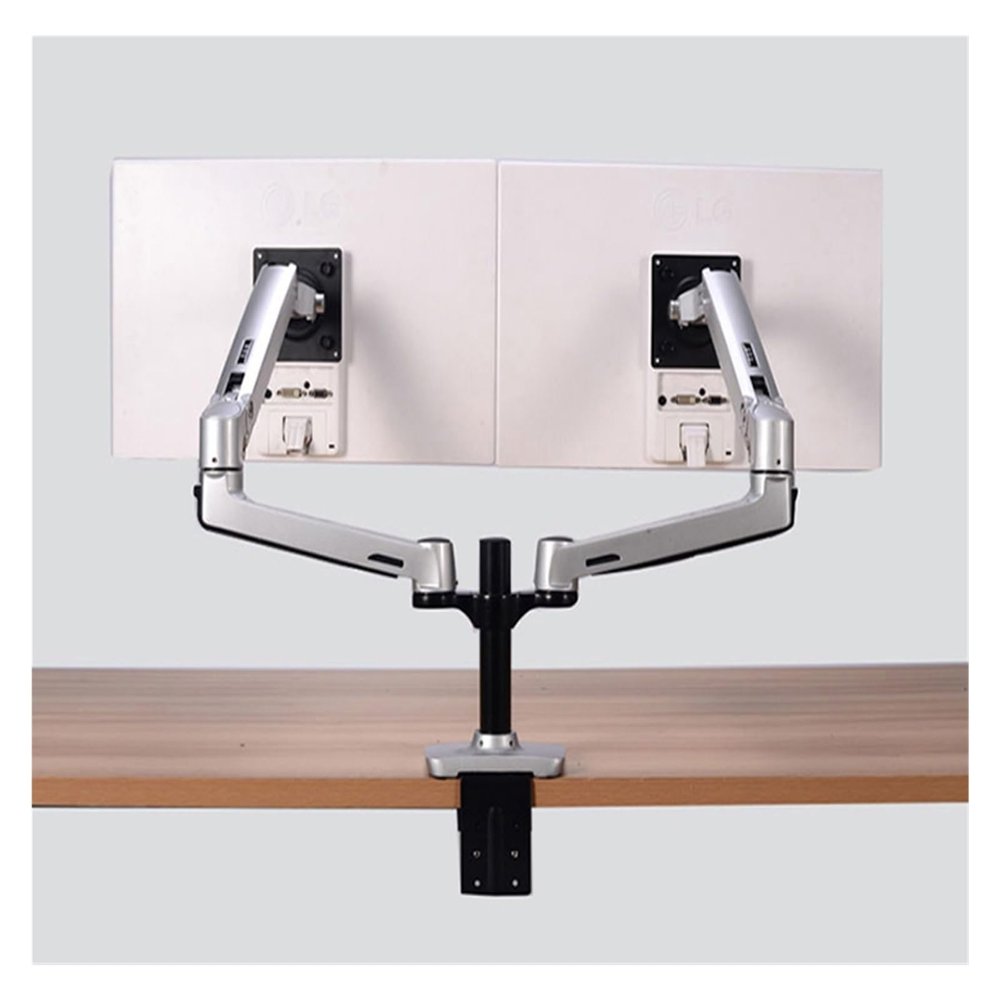 17-32" Dual Monitor Holder Mount Mechanical Spring Arm Aluminum Monitor Support Loading 10kgs Each Arm (Color : Dual arm Silver Grey)