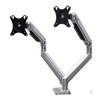 Aluminum Desktop 17-32" Dual Monitor Holder Mechanical Spring Arm Free Lifting Full Motion TV Monitor Mount Load 11kgs Eac (Color : Silver)