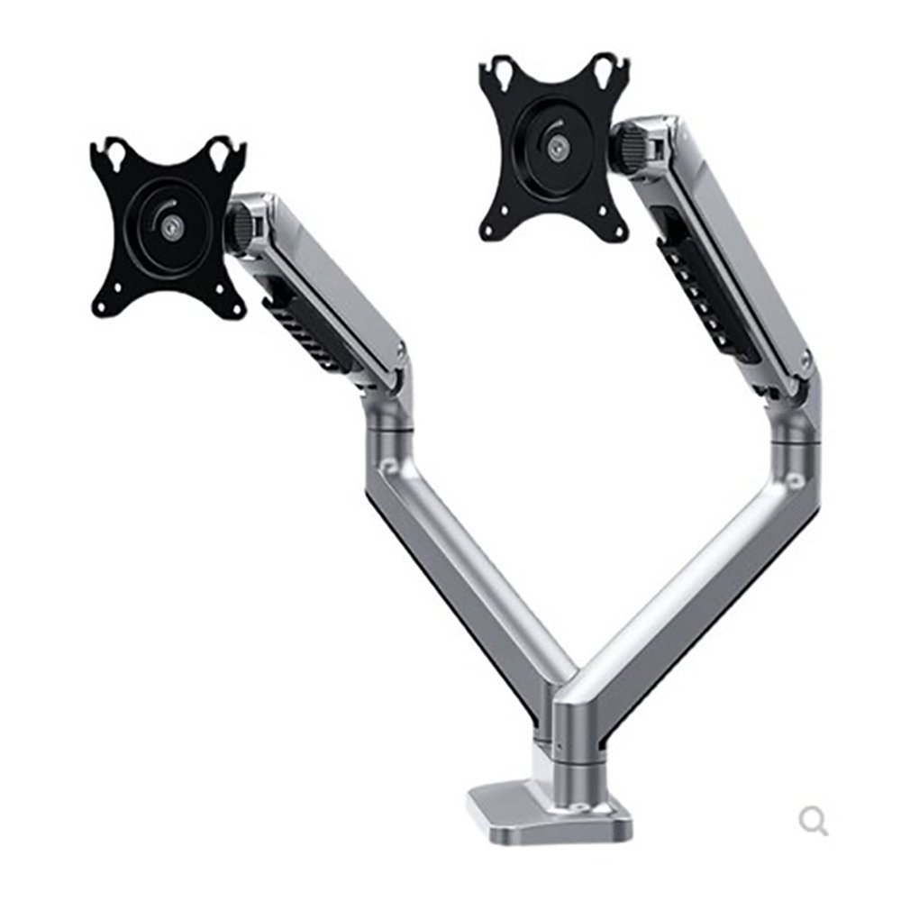 Aluminum Desktop 17-32" Dual Monitor Holder Mechanical Spring Arm Free Lifting Full Motion TV Monitor Mount Load 11kgs Eac (Color : Silver)
