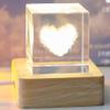 QINGXU 3D Cube Crystal Desktop Decoration, Desktop LED Base Night Lights, Cloud Lights, Gifts for Friends, Family, Lovers, Children (Size : Heart) view 2